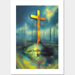 Golden cross Posters and Art